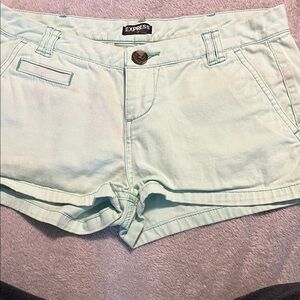 Express Women's Light Green Low Rise Khaki Shorts Sz 0